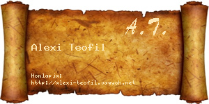 Alexi Teofil névjegykártya